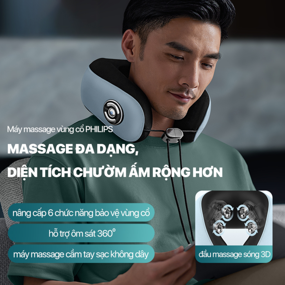 Máy massage cổ vai gáy PHILIPS PPM3304 massage đa dạng