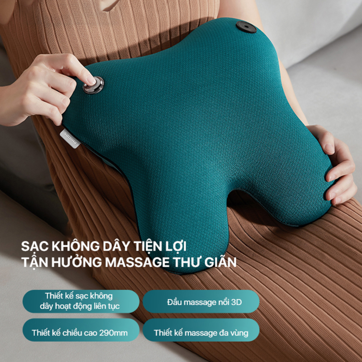 Gối massage đa năng PHILIPS PPM4311 sạc không dây tiện lợi