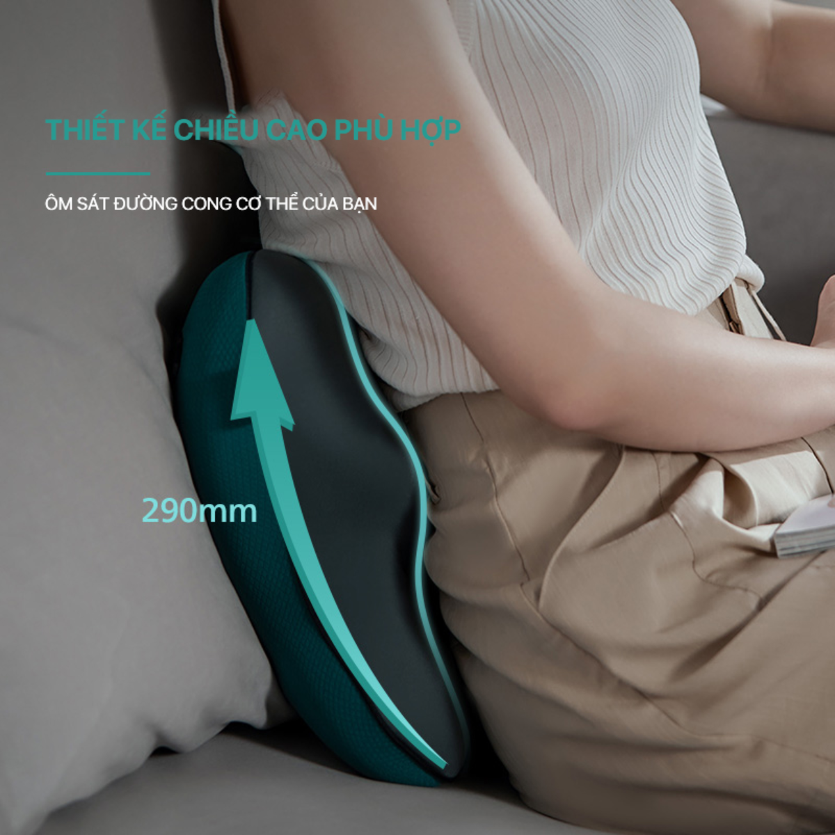 Gối massage đa năng PHILIPS PPM4311 thiết kế chiều cao phù hợp