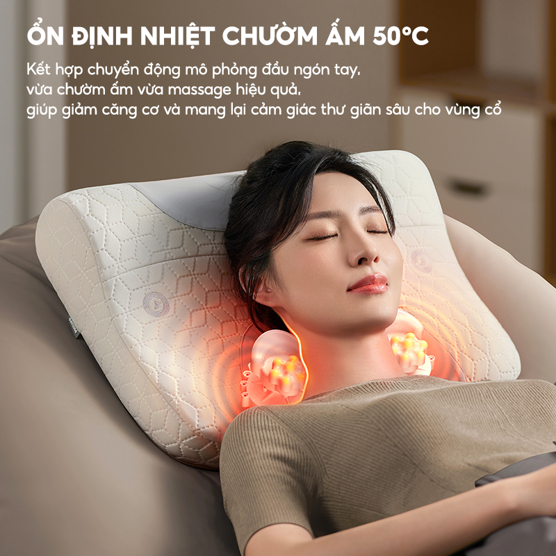 Gối massage cổ vai gáy Philips PPM3504 chườm ấm 50 độ