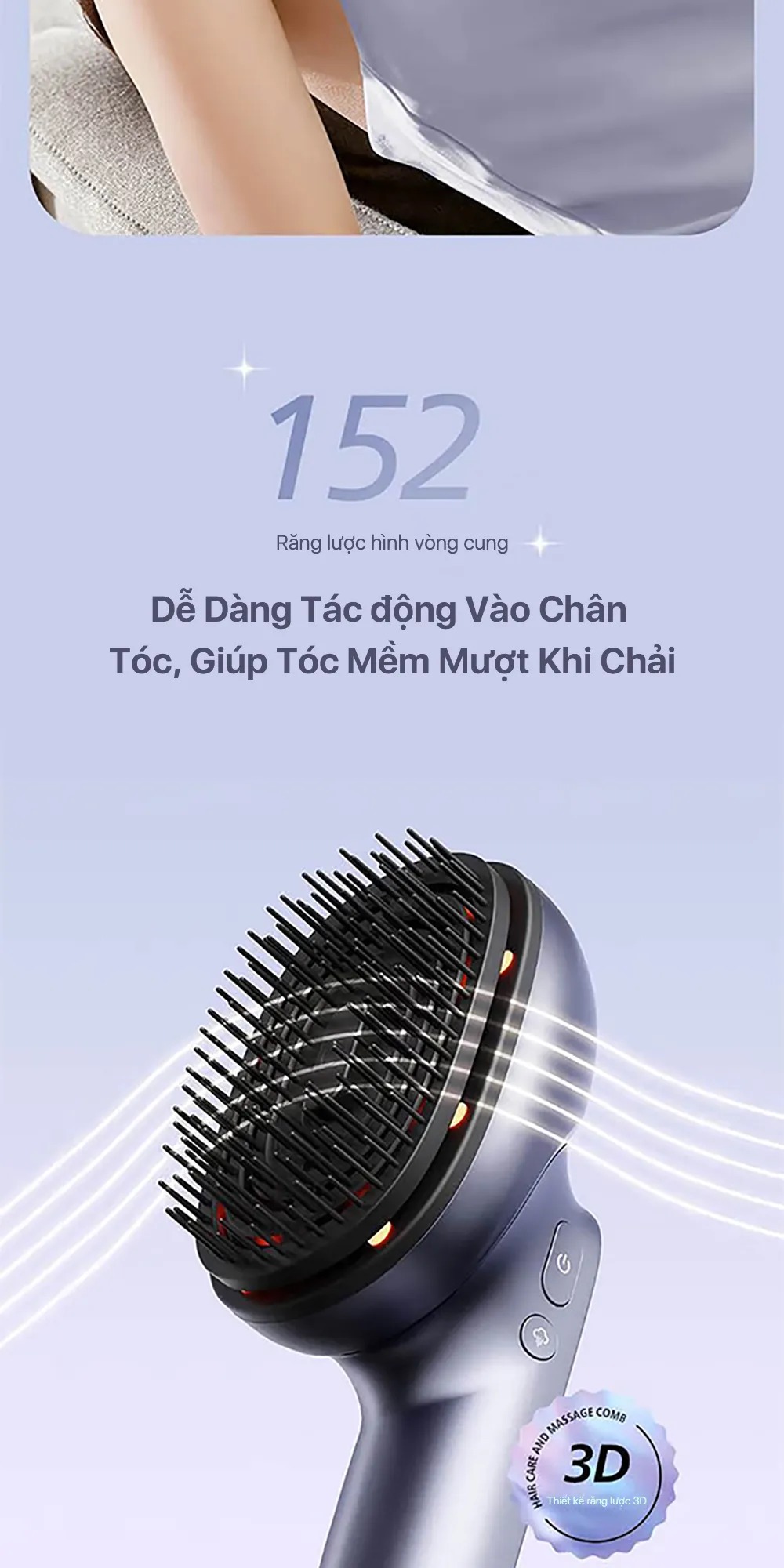 Lược massage đầu PHILIPS PPM1511 răng lược vòng cung