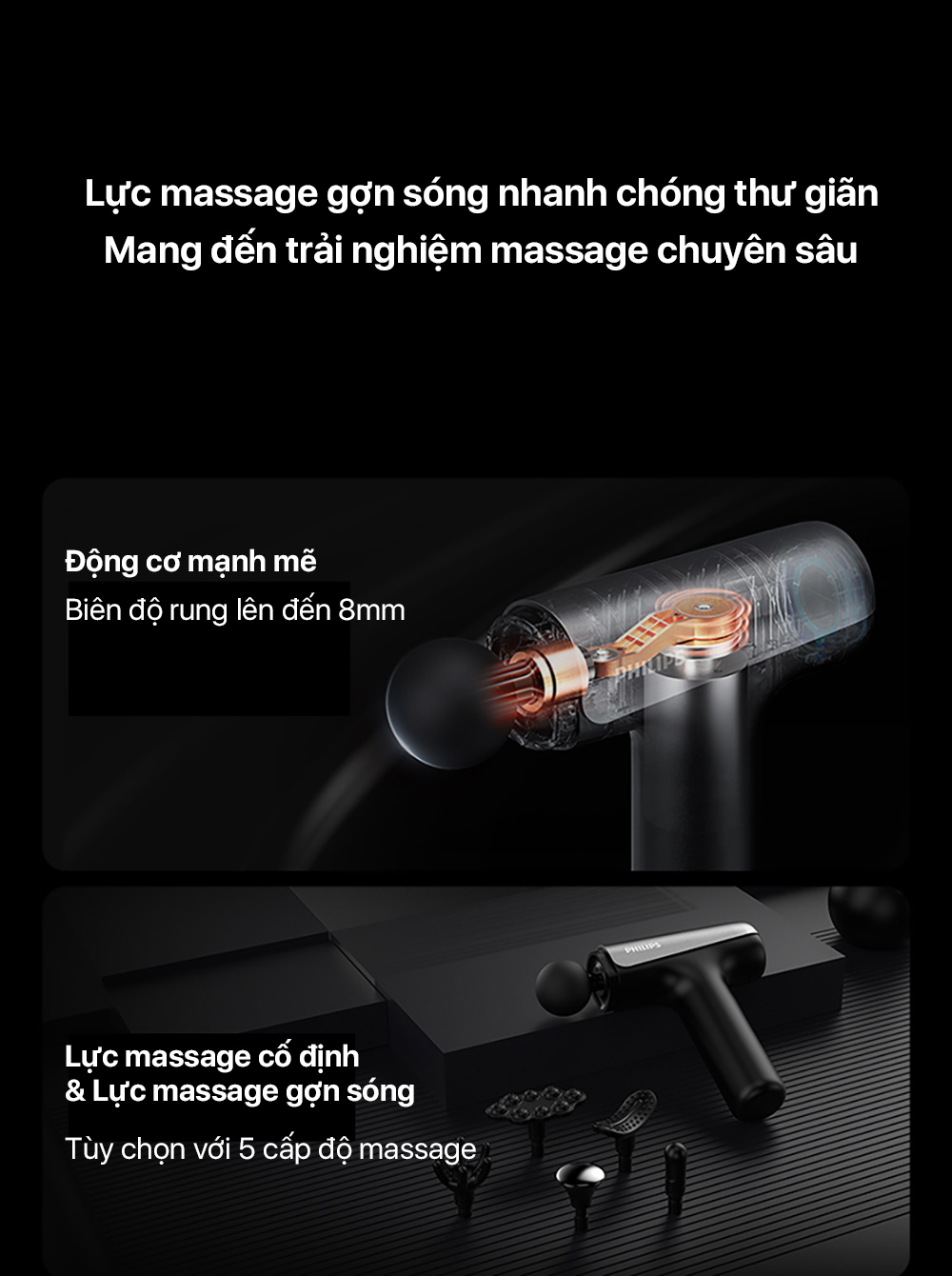 Súng massage fascial gun Philips PPM7325 thư giãn