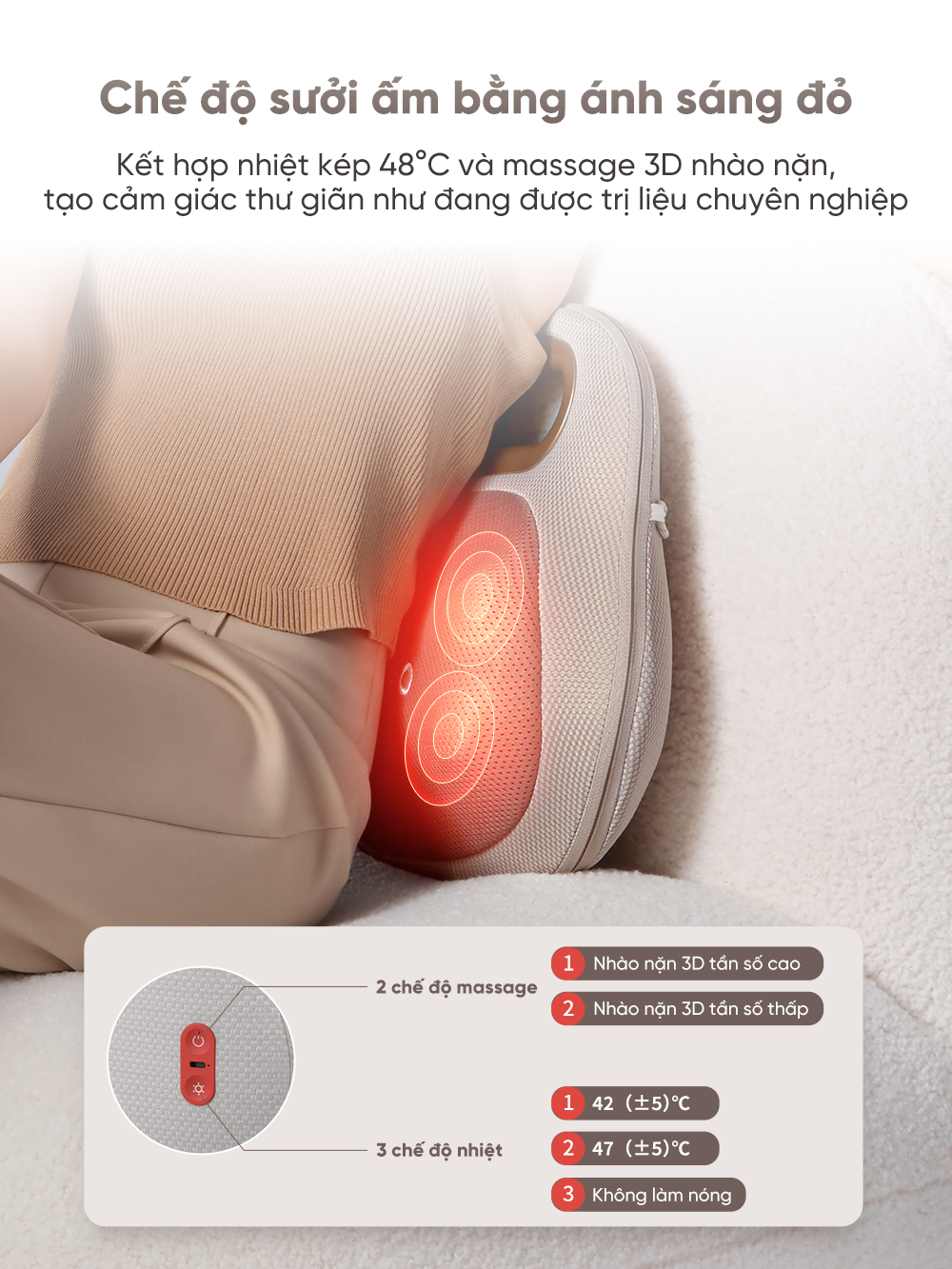 Máy massage lưng Breo Back Lite chế độ sưởi ấm