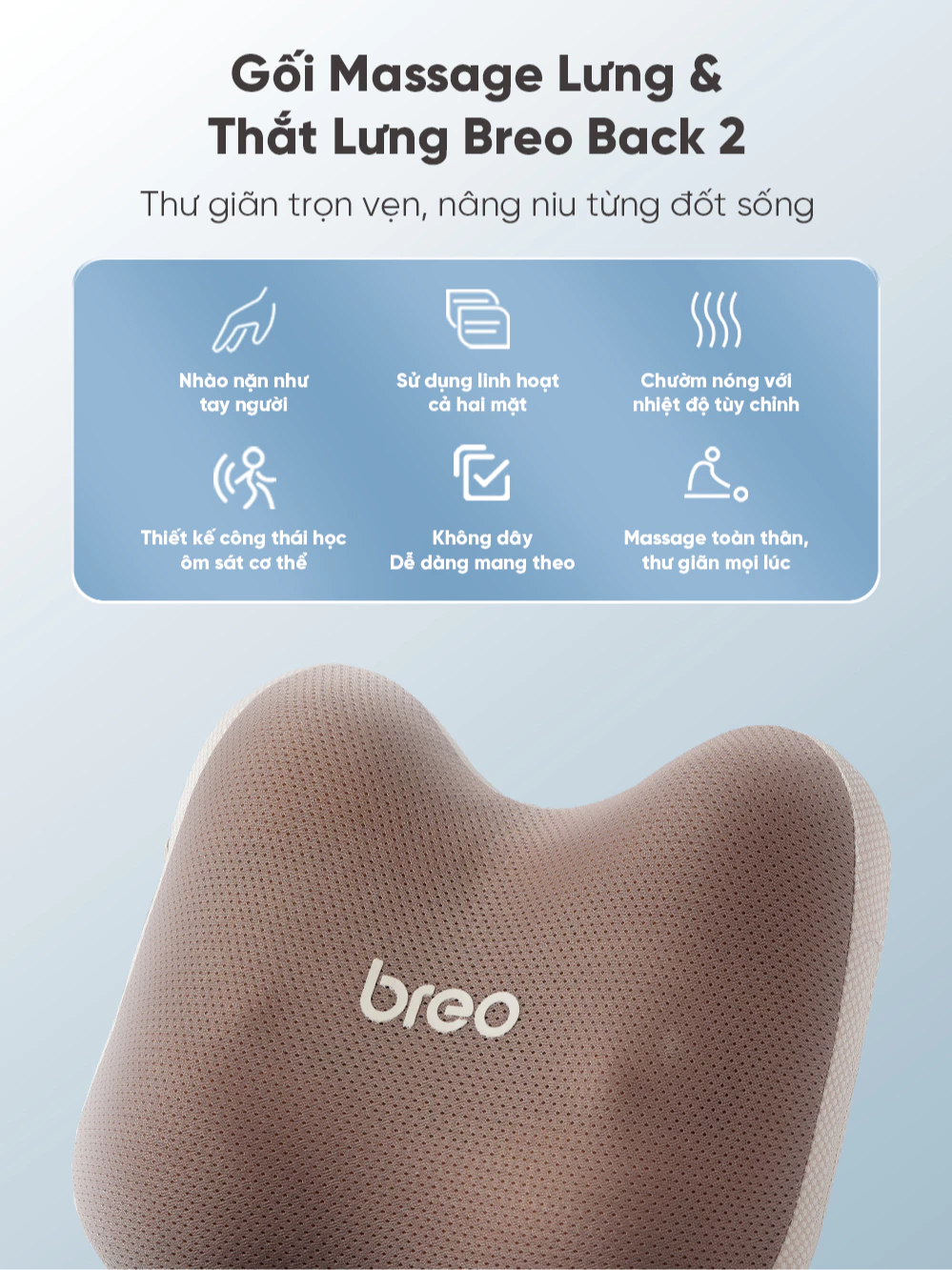 Máy massage lưng Breo Back 2 tính năng nổi bật