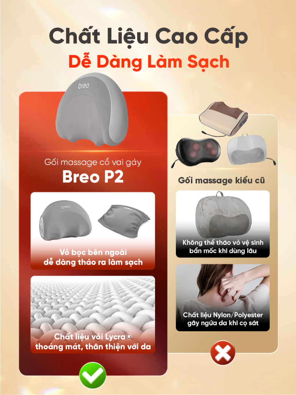 Máy massage cổ và lưng Breo P2 dễ dàng làm sạch