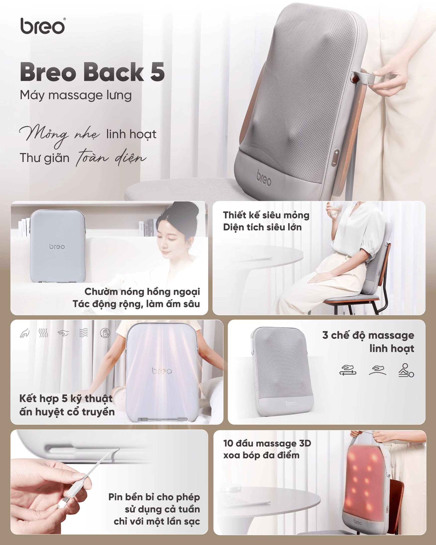 Máy massage lưng Breo Back 5 ưu điểm nổi bật