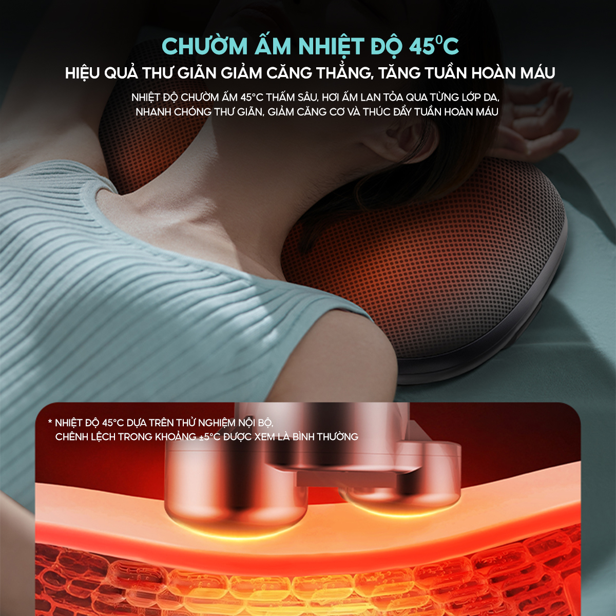 Gối massage PHILIPS PPM3307 chườm ấm 45 độ