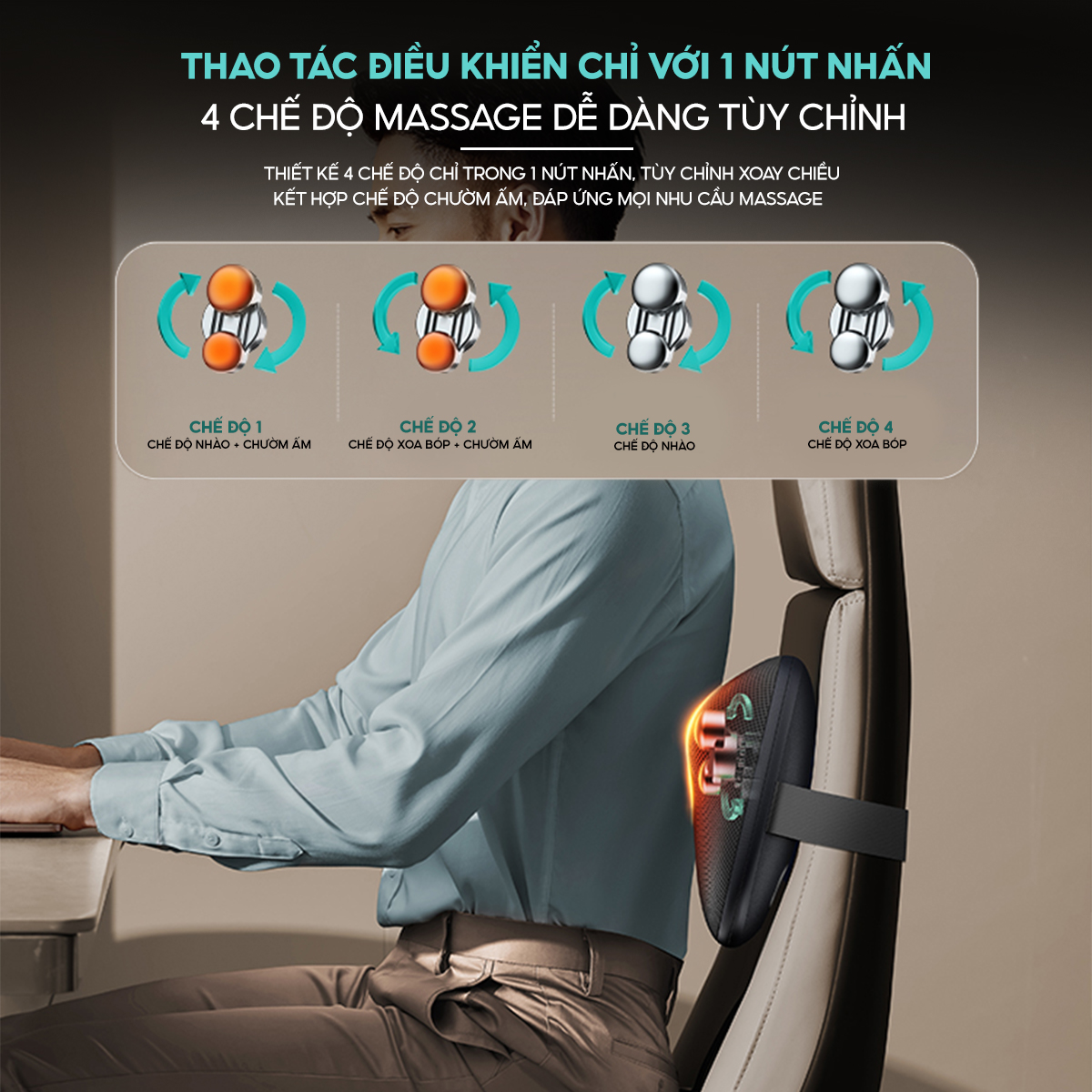 Gối massage PHILIPS PPM3307 thao tác dễ dàng