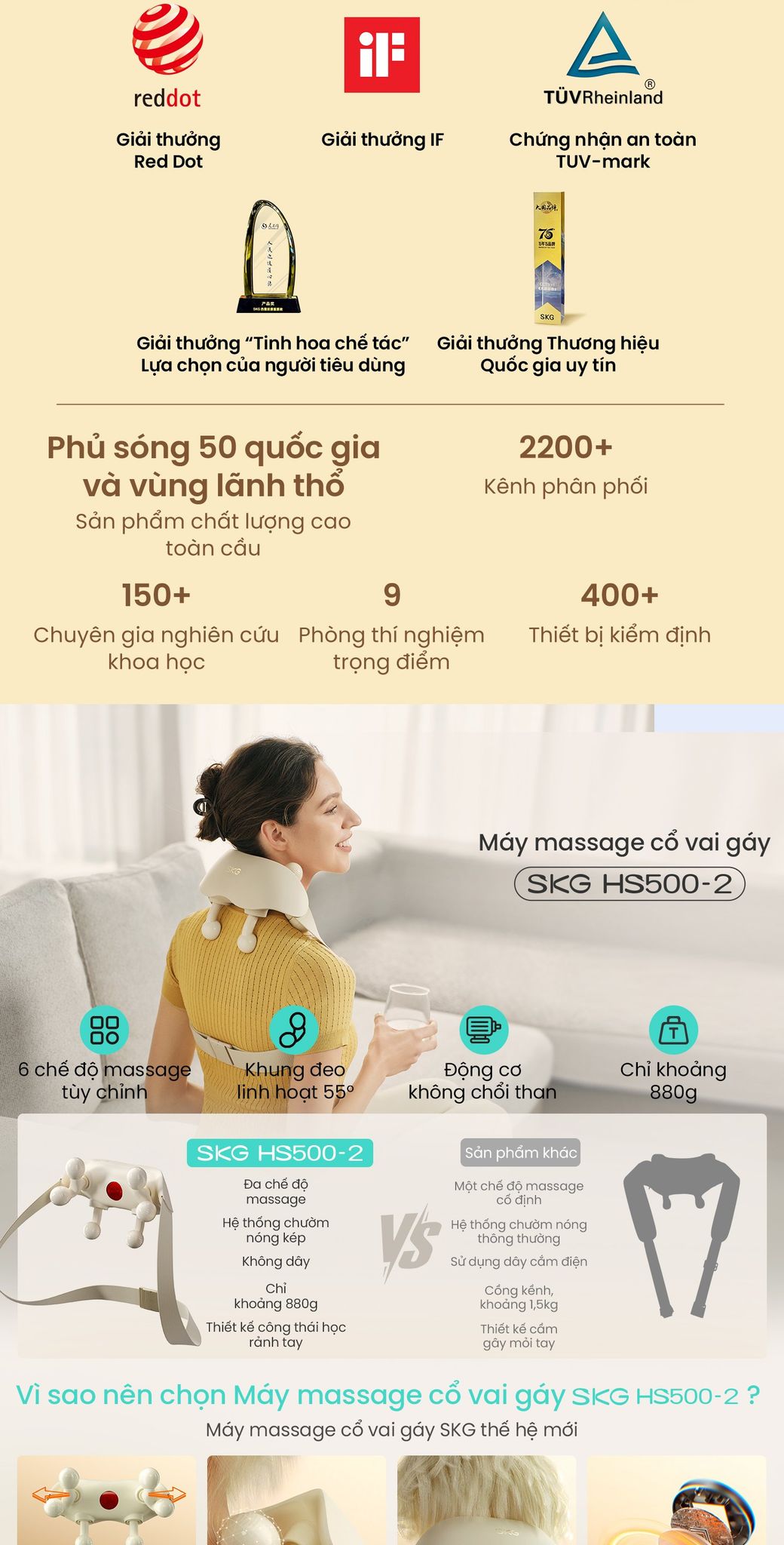 Máy massage cổ vai gáy SKG HS500 2 ưu điểm nổi bật