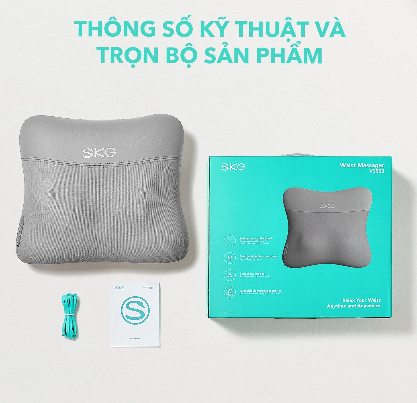gối massage lưng SKG VS500 thông số kỹ thuật